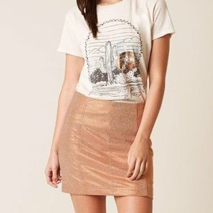 Free People Modern Femme Metallic Rose
Gold Suede Mini Skirt